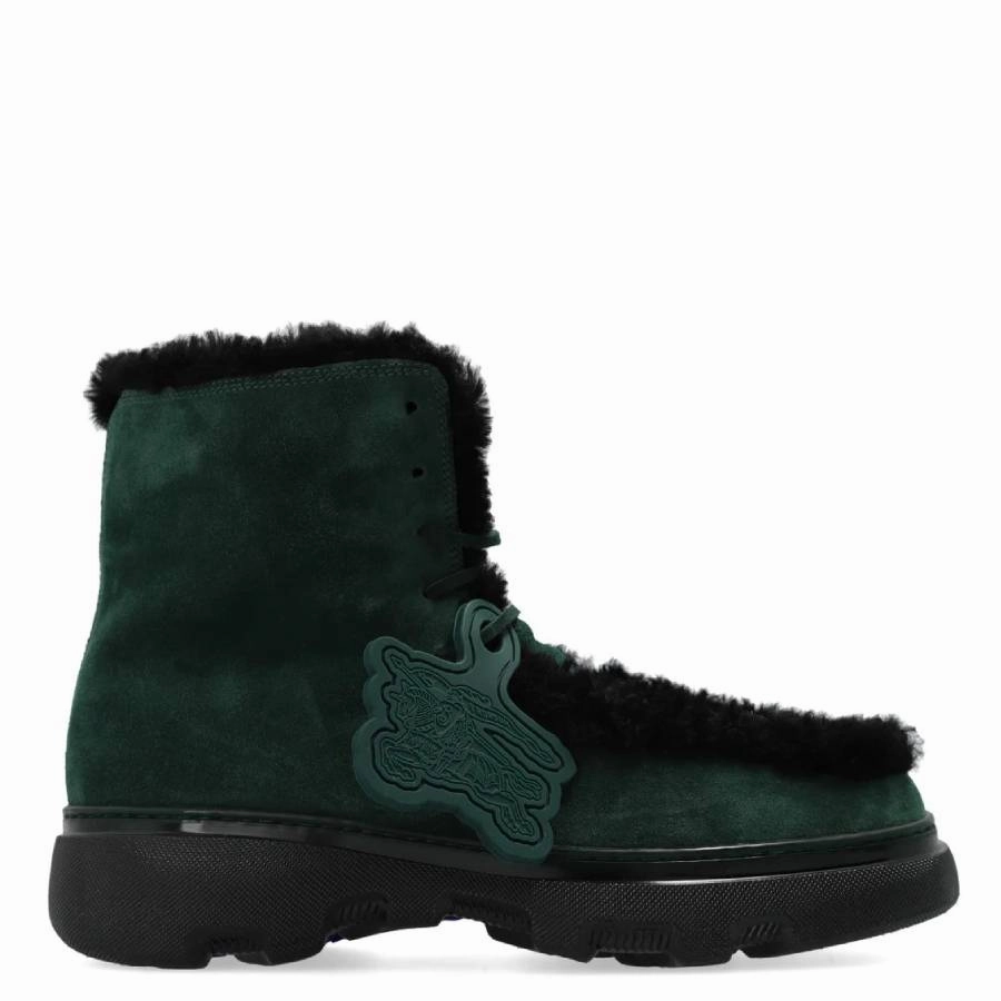 Burberry Creeper Shearling Round Toe Lace-Up Boots, Brand Size 41 (US Size 8) Indoor Use