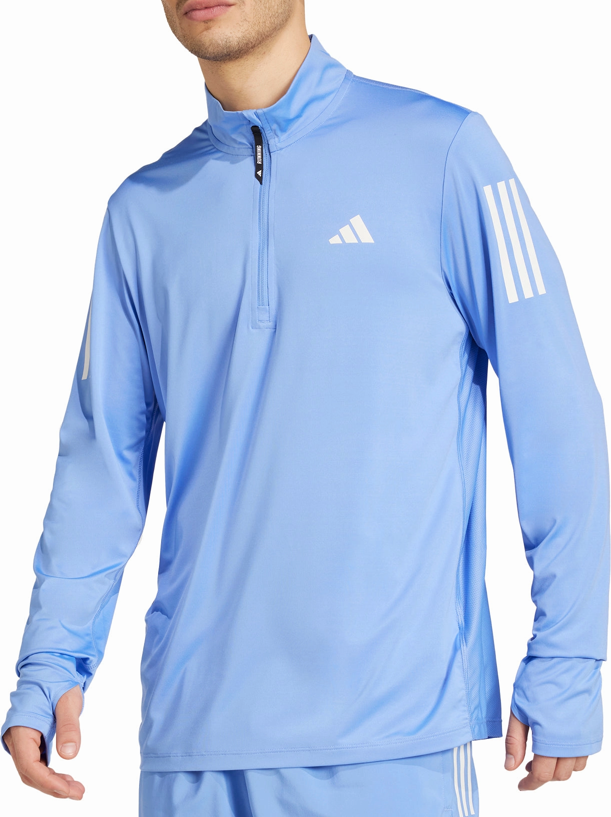adidas Own The Run Half Zip Long Sleeve Mens Running Top - Blue Beverage