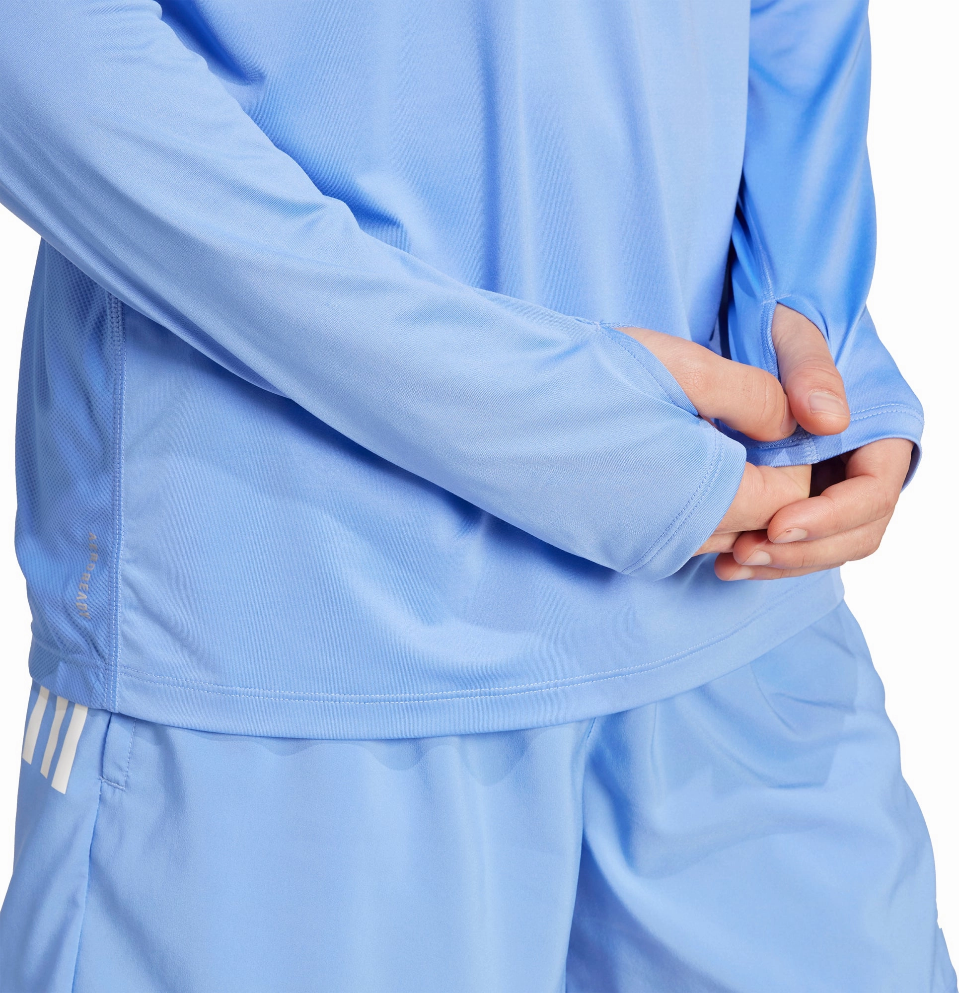 adidas Own The Run Half Zip Long Sleeve Mens Running Top - Blue Plant