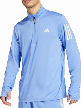 adidas Own The Run Half Zip Long Sleeve Mens Running Top - Blue Beverage