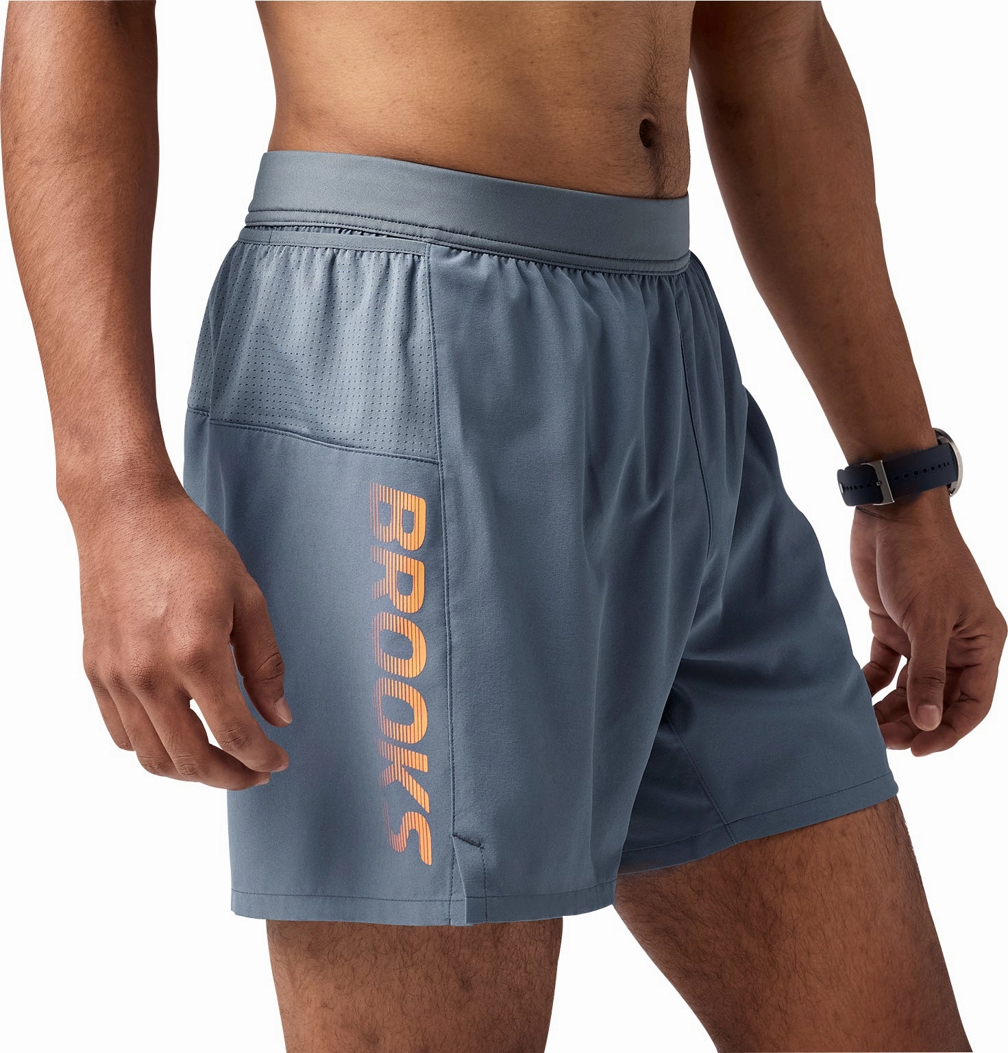 Elastic Band Brooks Journey 5 Inch Mens Running Shorts - Grey
