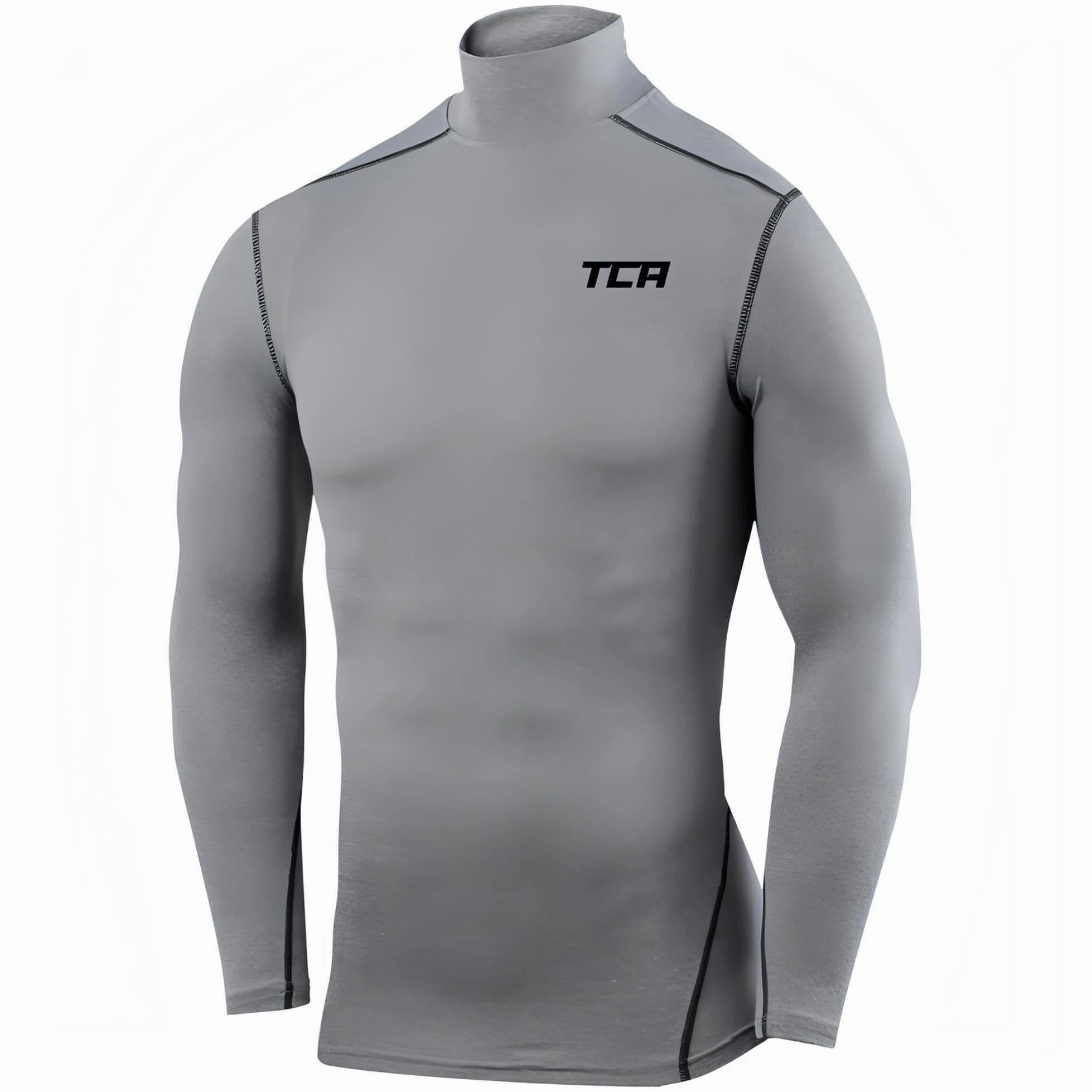 Button up Christmas TCA Pro Performance Long Sleeve Mock Junior Compression Top - Grey