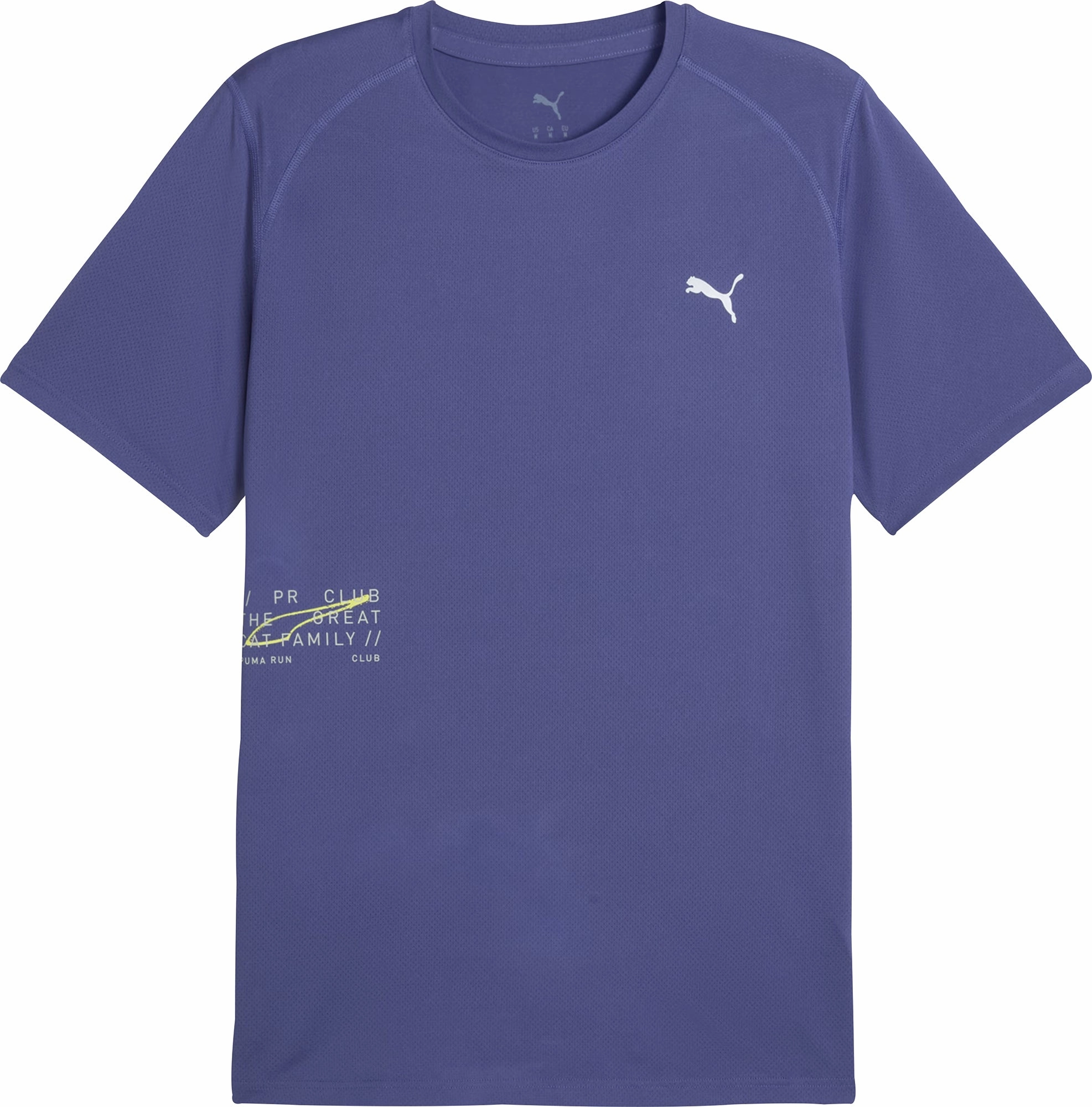 Puma Mesh Graphic Short Sleeve Mens Running Top - Blue Sustainable Production Process