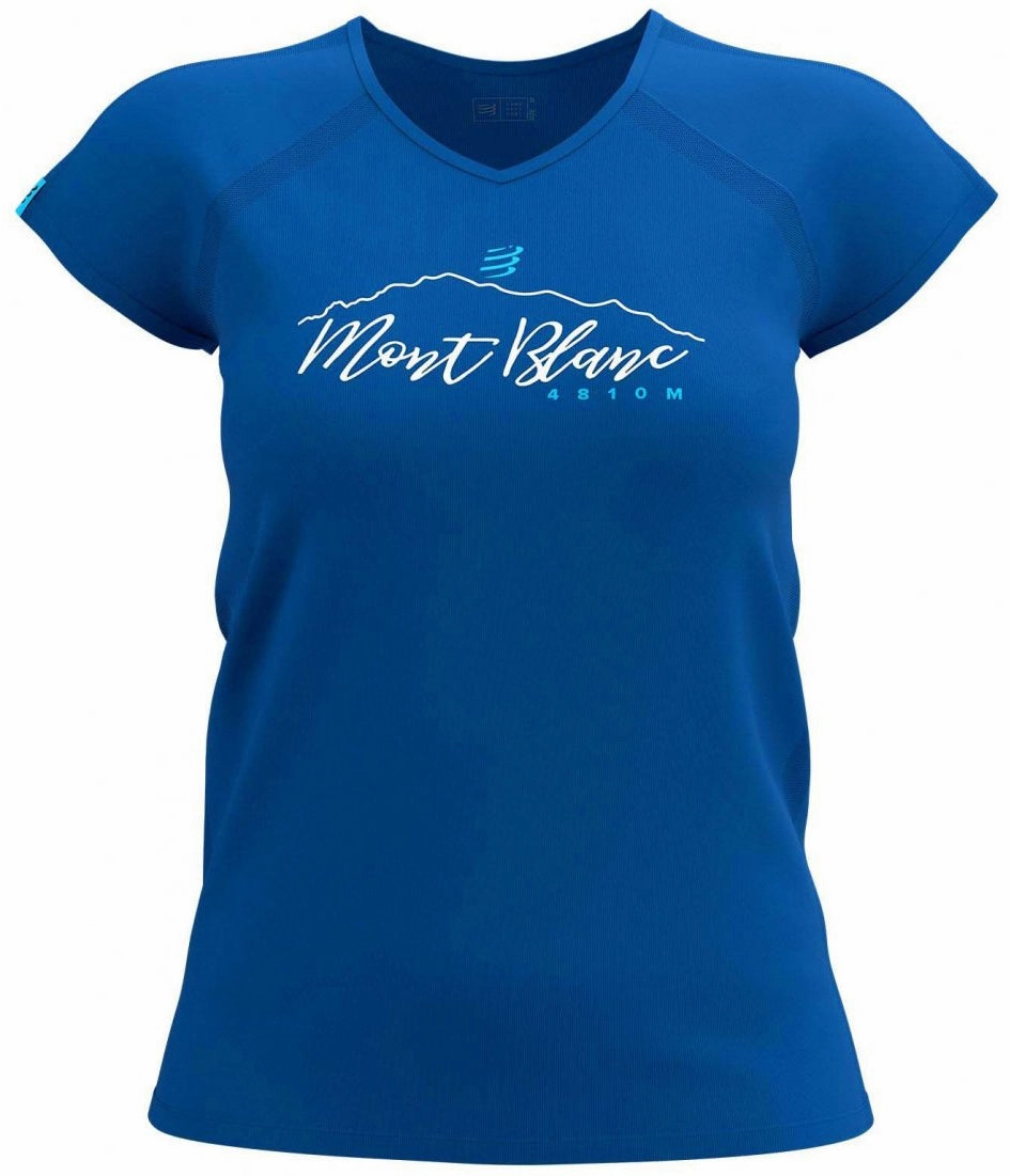 Compressport Mont Blanc 2022 Short Sleeve Womens Running Top - Blue Stone Wash Process Easy Style Wear