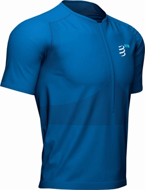 anniversary Compressport Trail Half Zip Short Sleeve Mens Running Top - Blue