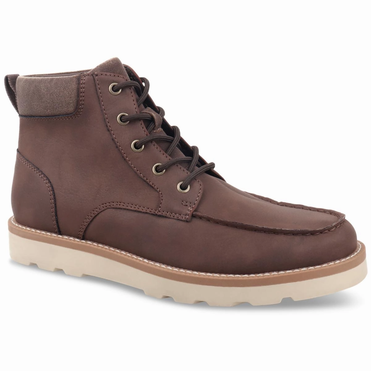 Clifton Mens Faux Leather Moccasin Toe Chukka Boots Pull On Style