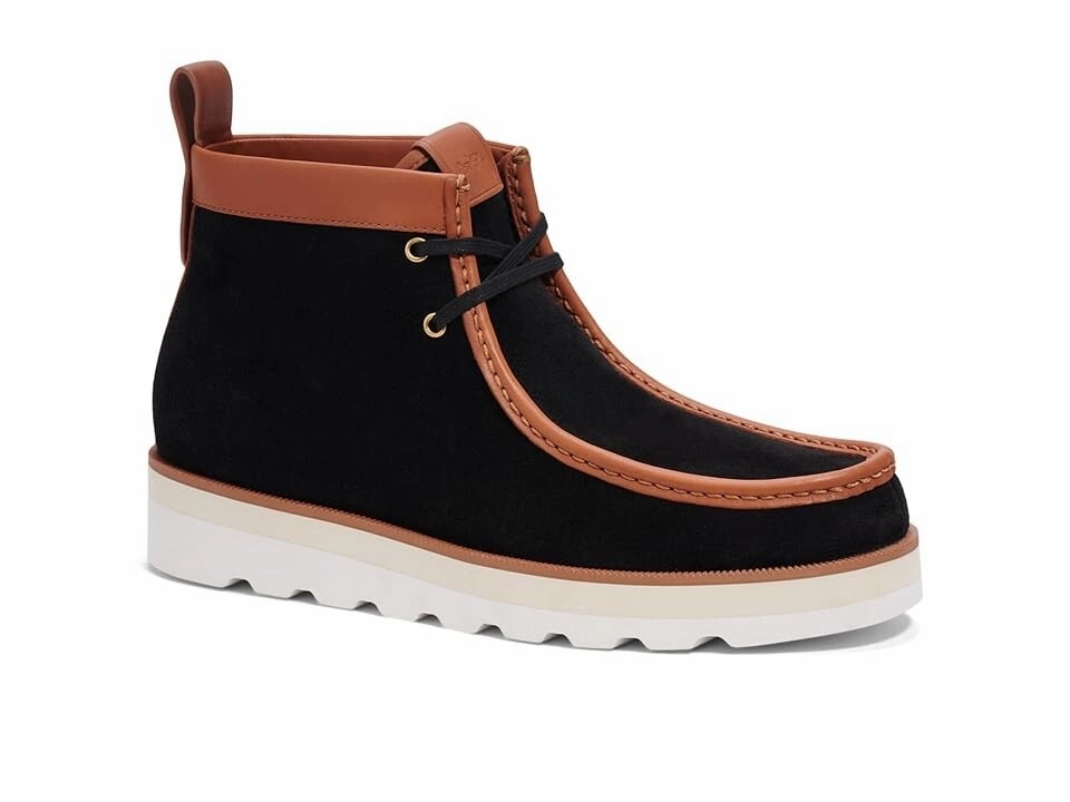 Coach CN340-001 Men's  Black Suede Leather Moc Toe Chukka Boots ZPO3992 Bold Red Reinforced Form Trail Exploration