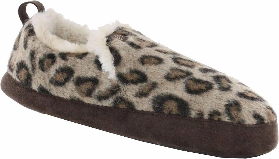 Comfortable insoles Cobian Sonora Slipper Womens  Brown Leopard Faux Fur Moccasin Shoes JOBB1494