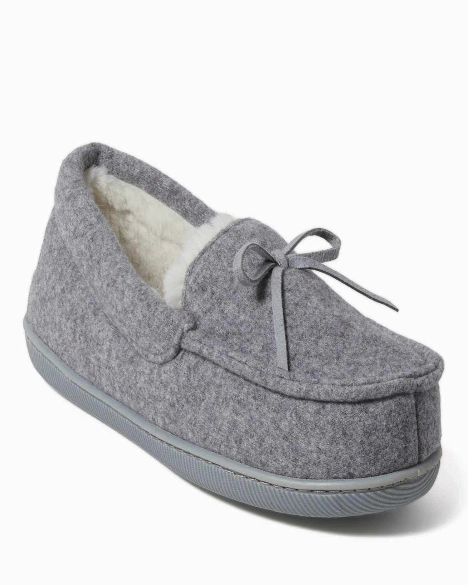 Dearfoams Women's Hayes Soft Knit Moccasin House Shoe Slipper Practical Features Soft Touch Material