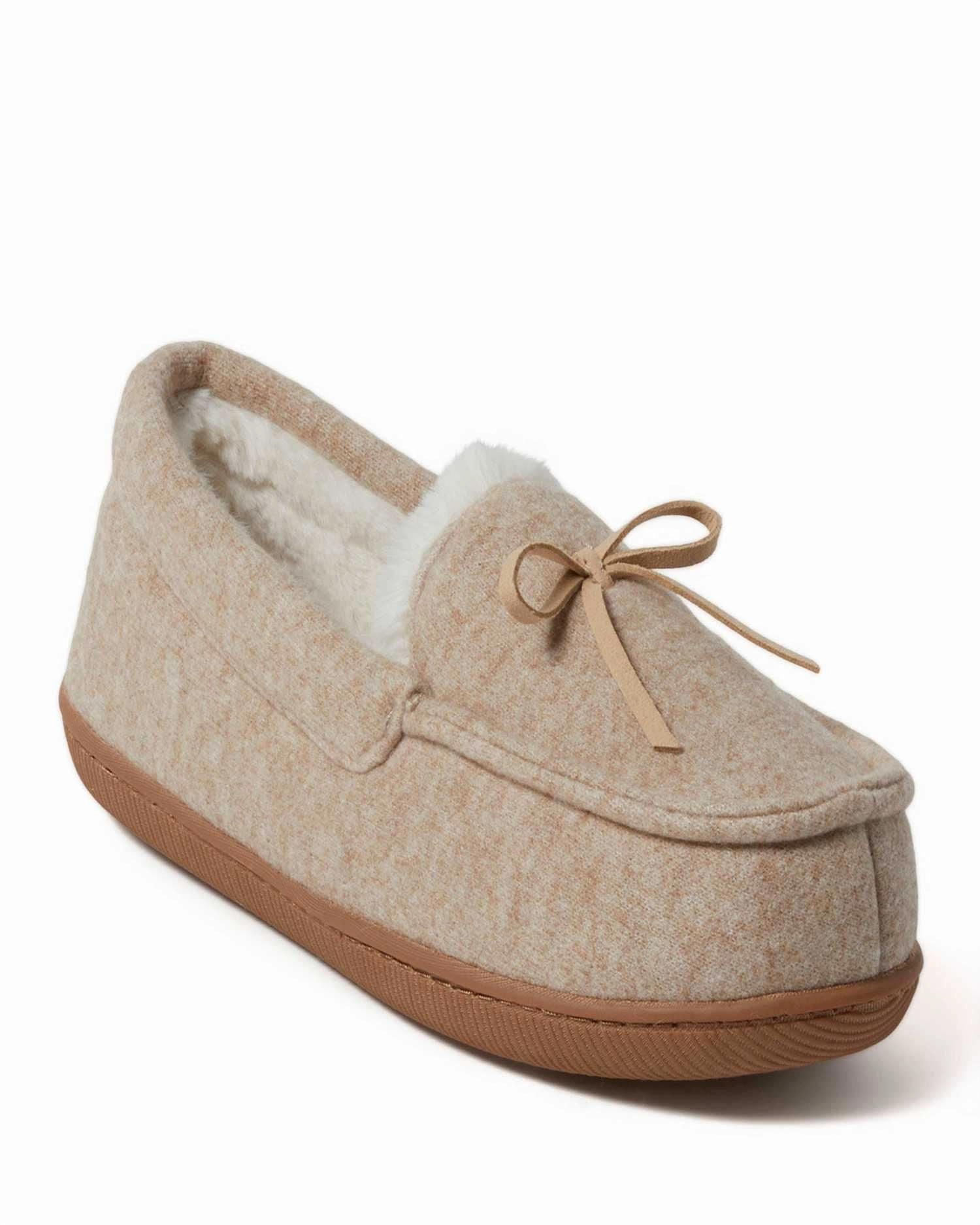 Dearfoams Women's Hayes Soft Knit Moccasin House Shoe Slipper Simple Footwear Quick Slip Fit Shoes