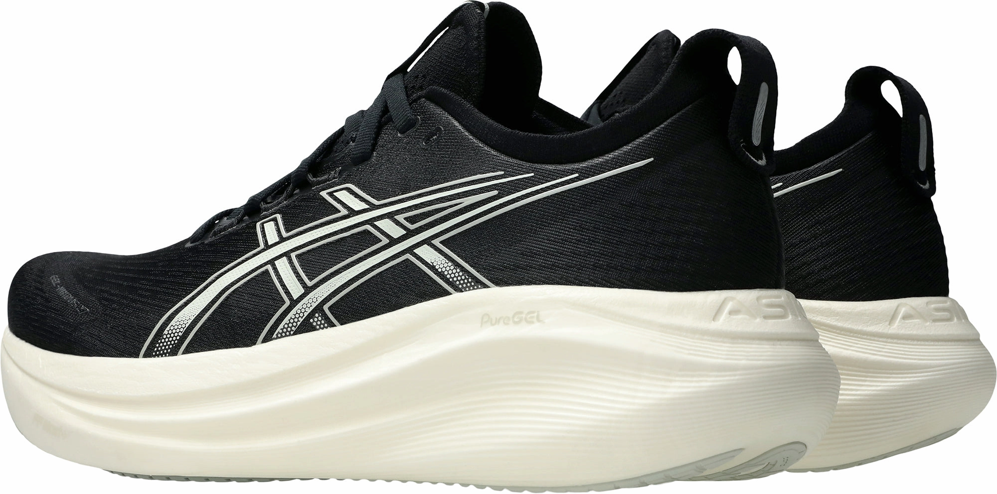 Asics Gel Nimbus 27 WIDE FIT Mens Running Shoes - Black Daily Commuter traction patterns