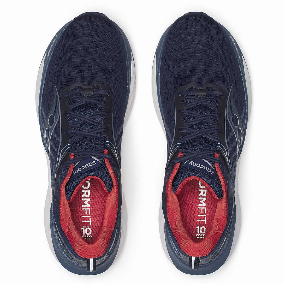 Saucony Triumph 22 Men's Running Shoes in Navy/Dusk Split Second Heel Lock Impact Diffusion Tech
