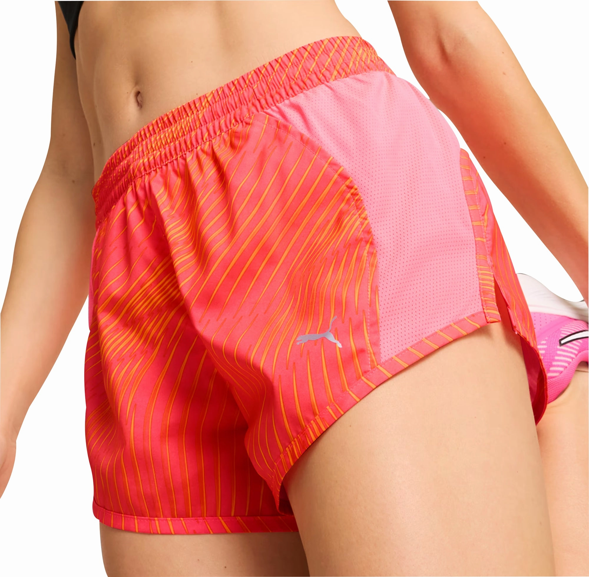 Puma Favourite Velocity 3 Inch Womens Running Shorts - Pink Secure Zipper Closure Personalized