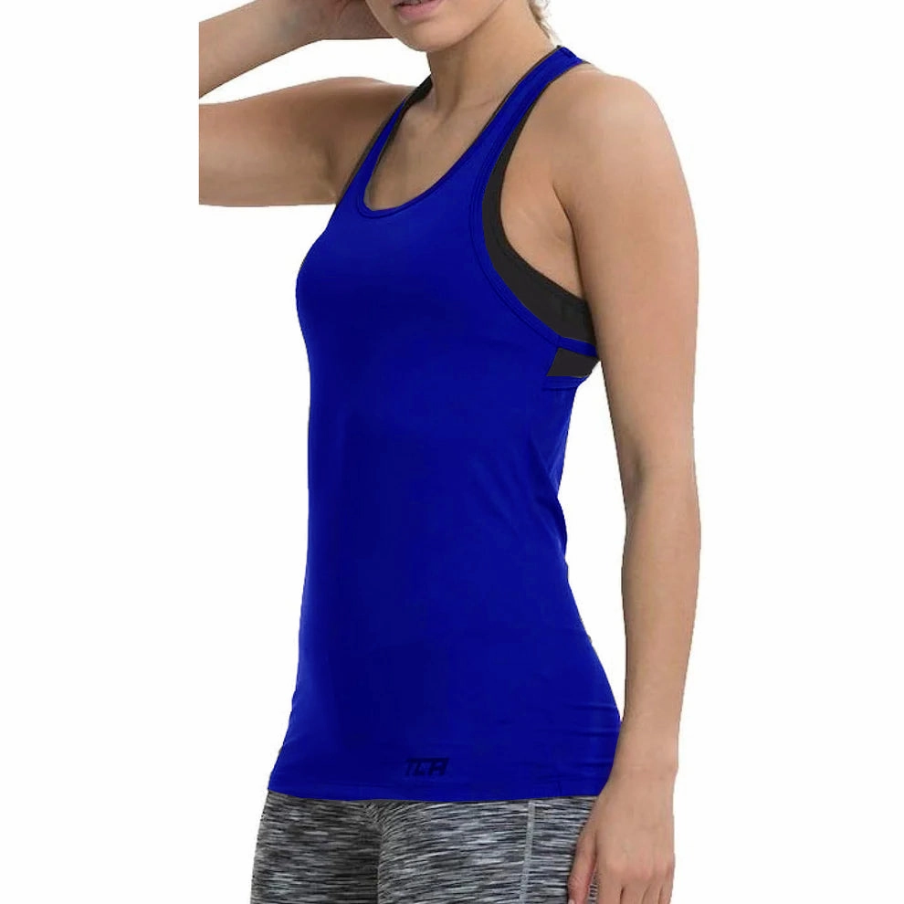 Flame Retardant Material TCA Tech Racerback Womens Running Vest Tank Top - Blue
