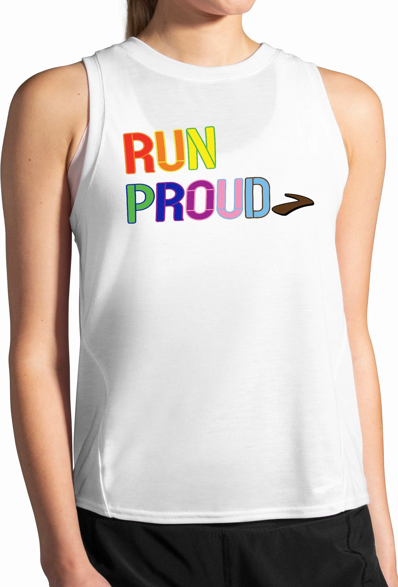 Brooks Distance Graphic Womens Running Vest Tank Top - White great for beach days