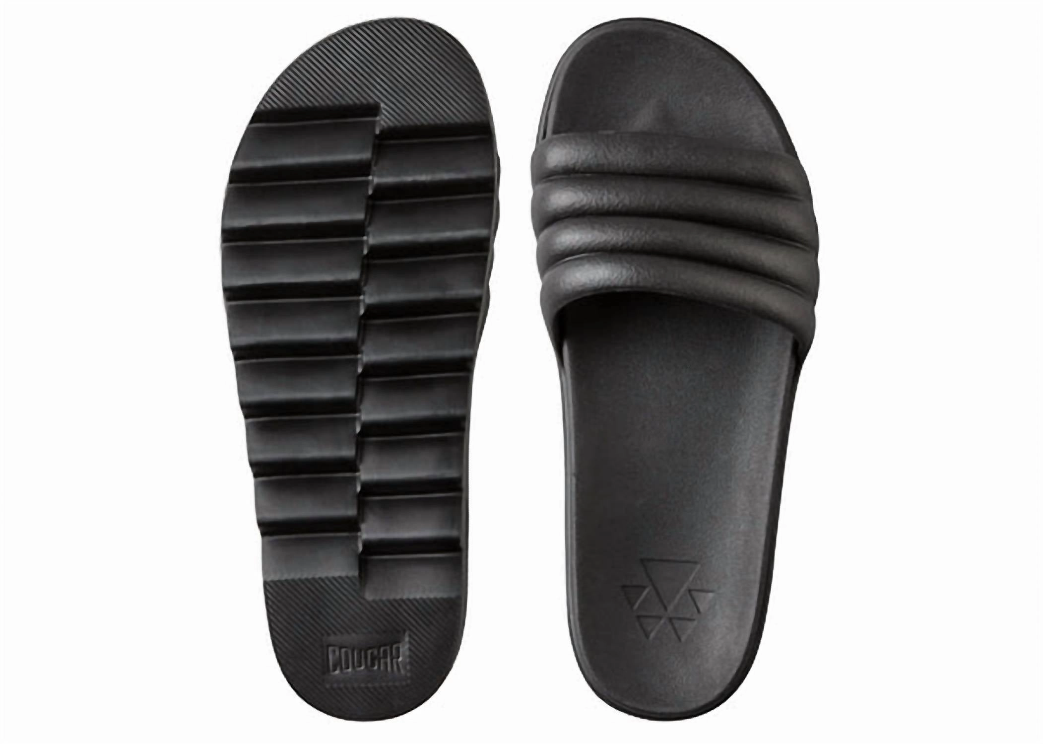 Women's Pool Pool Party Platform Slide Sandal In Black All Over Shock Absorbing Heel