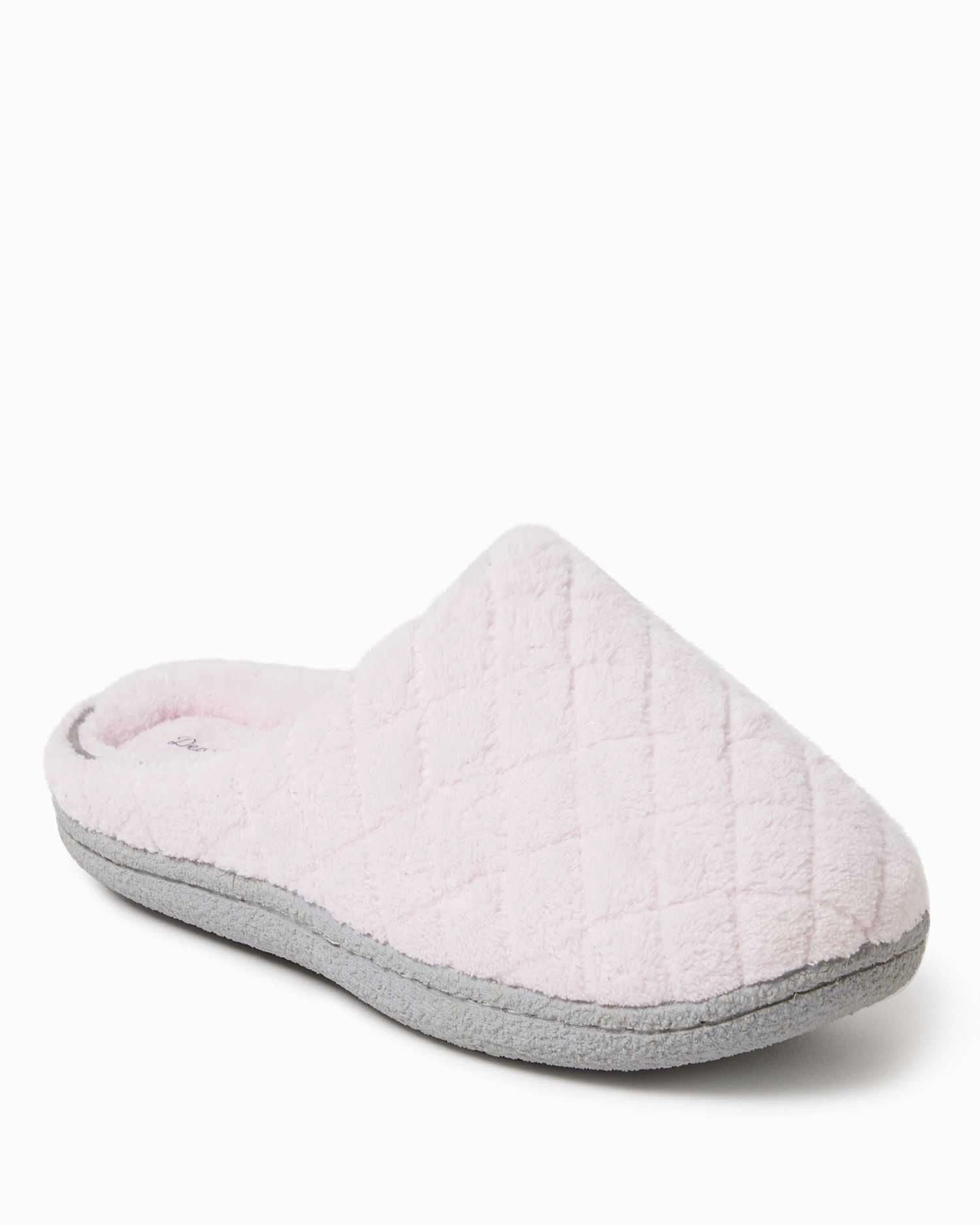 Light Step Anti mold Dearfoams Women's Leslie Quilted Microfiber Terry Memory Foam Clog House Slipper