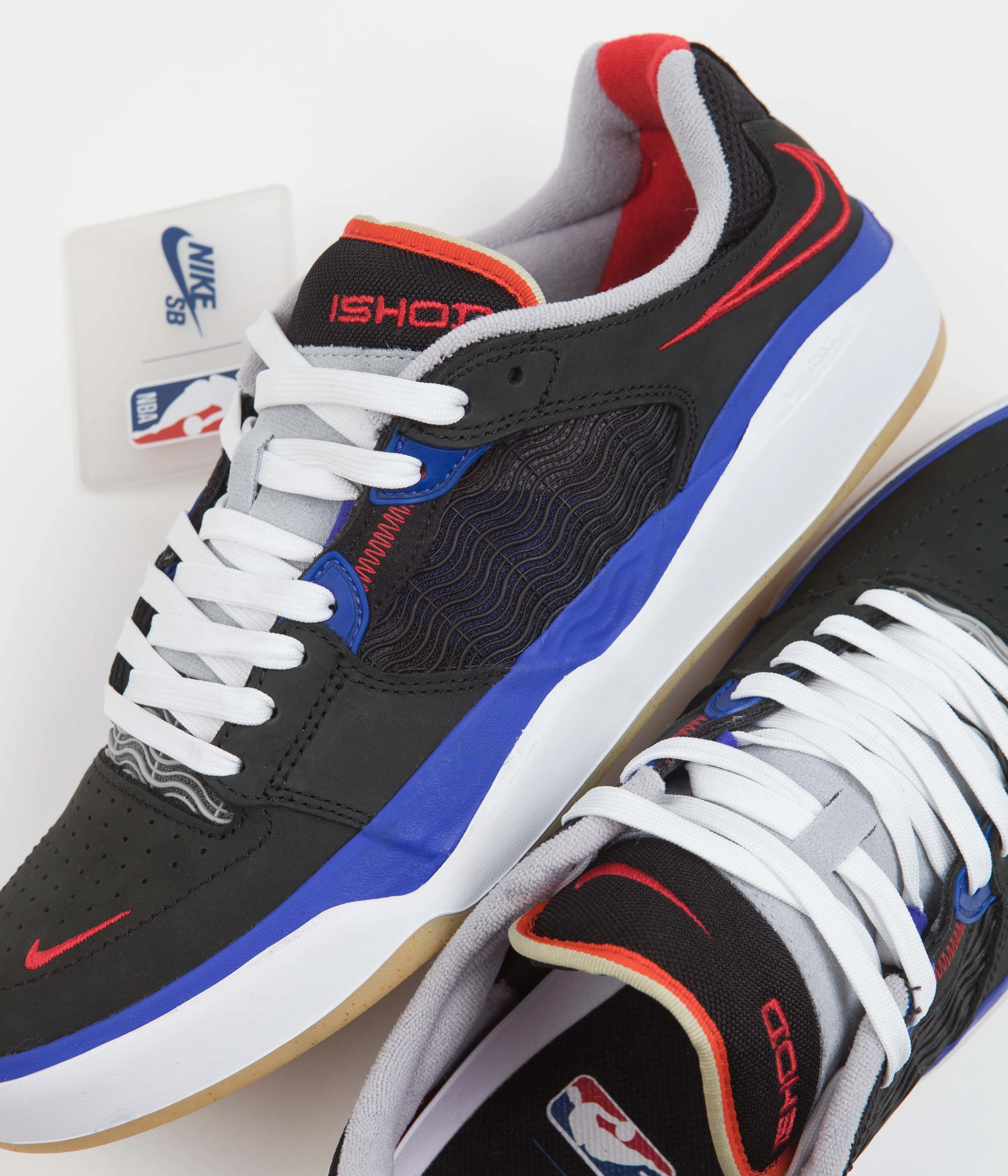 Good Air Permeability Nike SB Ishod Premium Shoes - Black / University Red - Hyper Royal