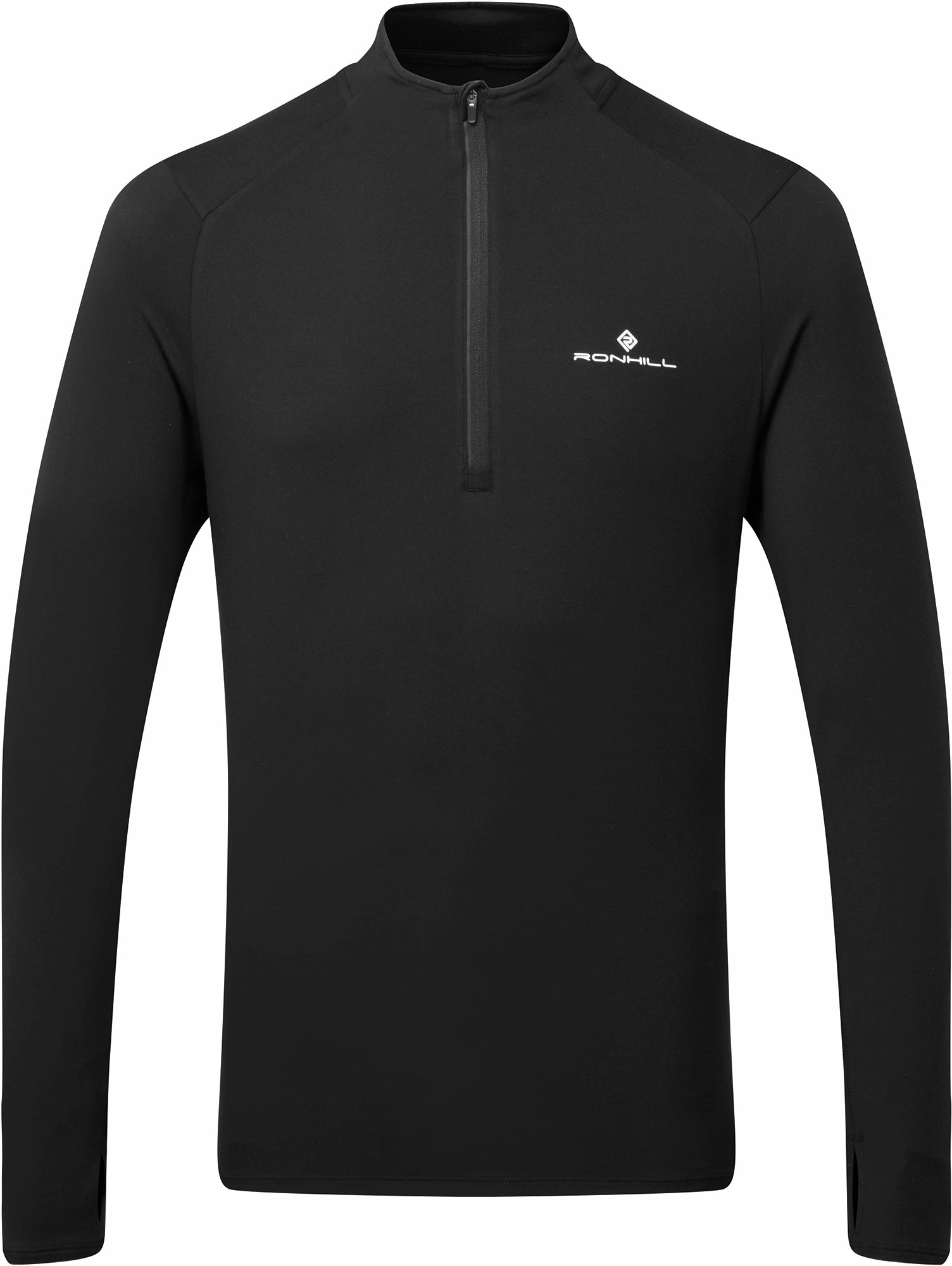 kids' color - fast Ronhill Core Thermal Half Zip Long Sleeve Mens Running Top - Black