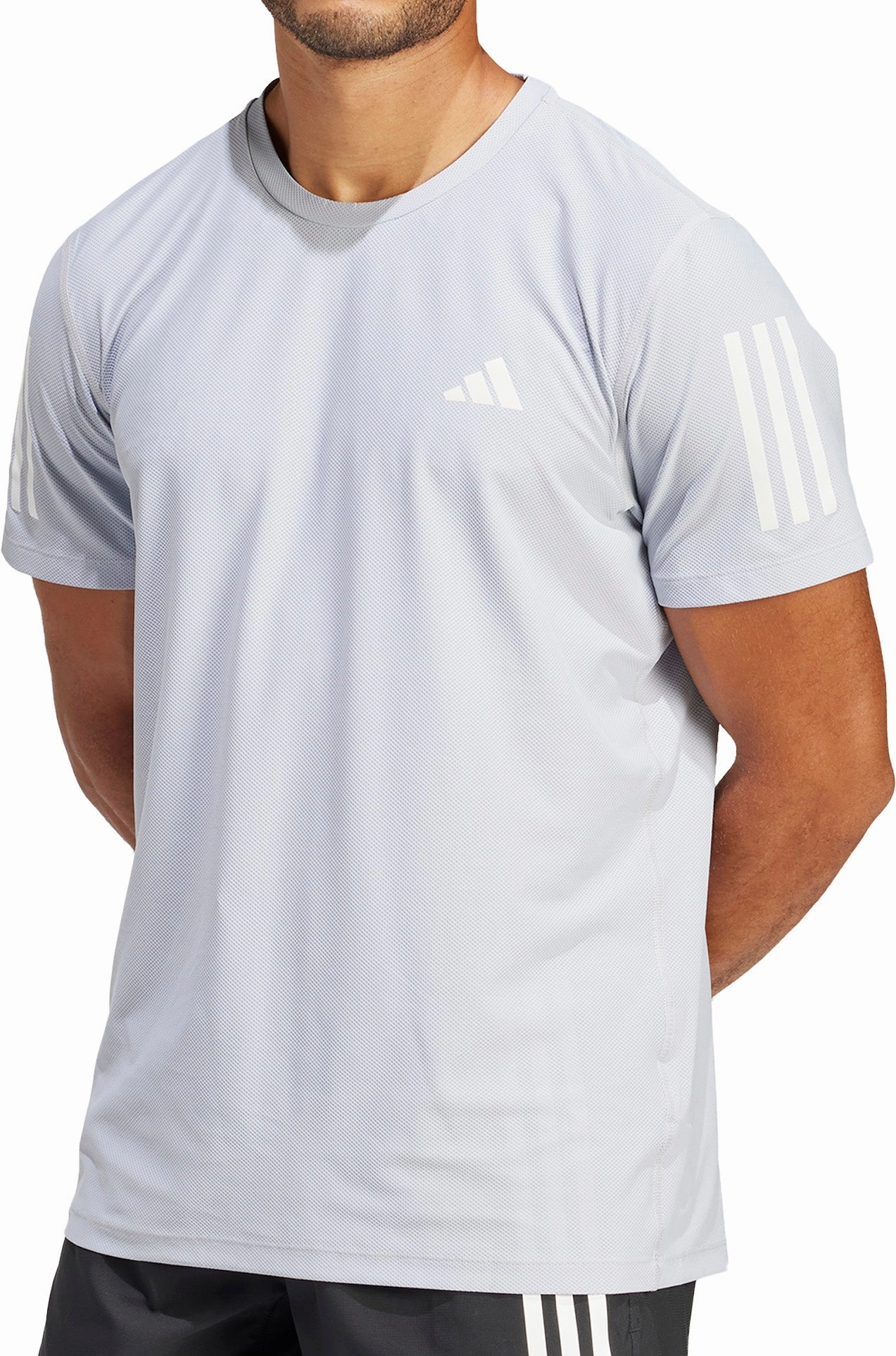 Heat Transfer Printing adidas Own The Run Short Sleeve Mens Running Top - Grey