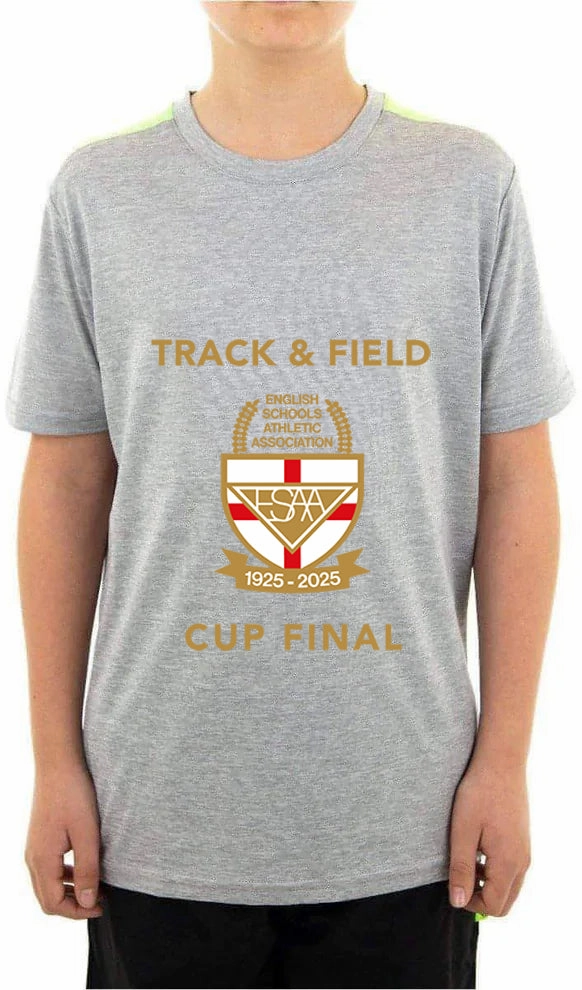 More Mile Marl ESAA Cup Final Short Sleeve Running Top - Grey SoftenedNeckline