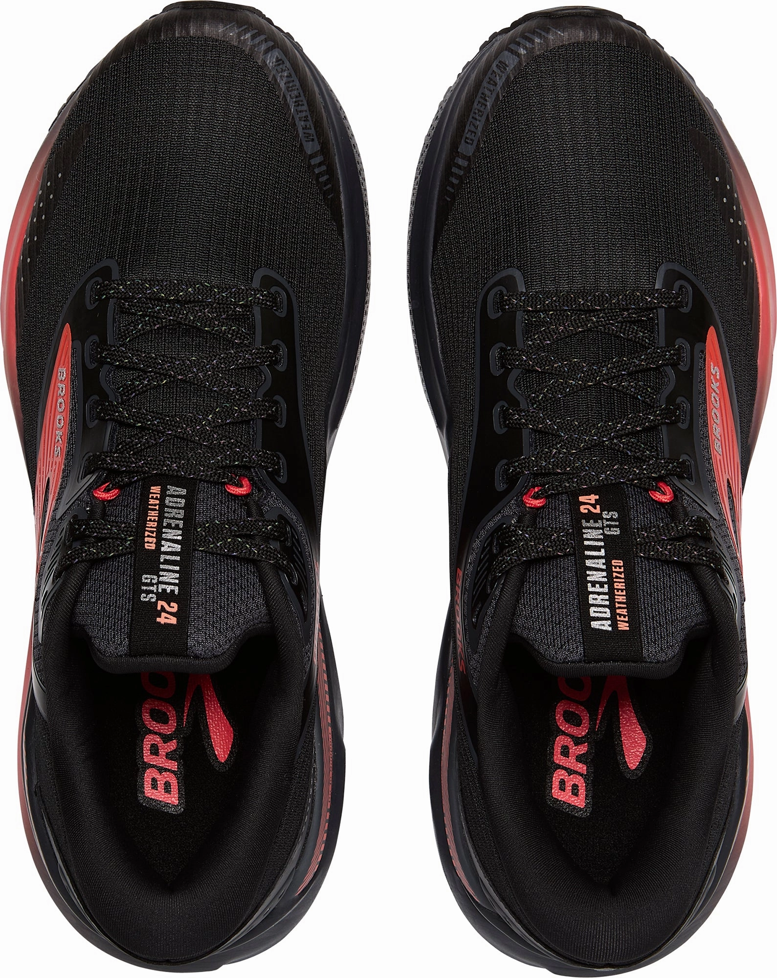 Brooks Adrenaline GTS 24 Weatherized Womens Running Shoes - Black Non Slip Heel Grip Hydration Wicking