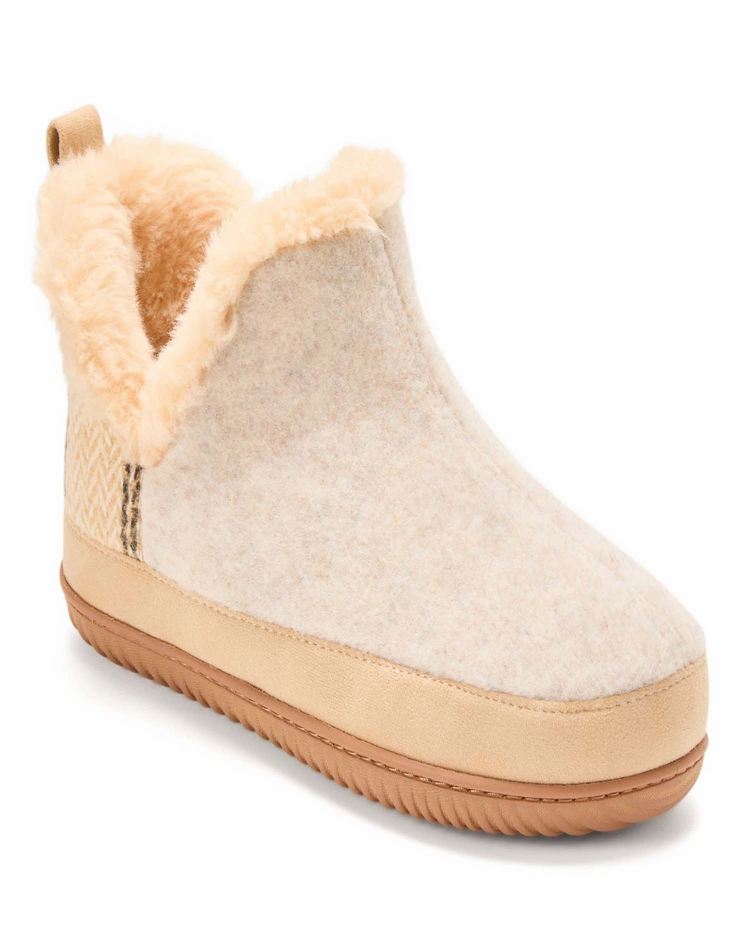 Dearfoams Women's Felted and Plaid Boot Slipper Slip Resistant Simple Travel Fit