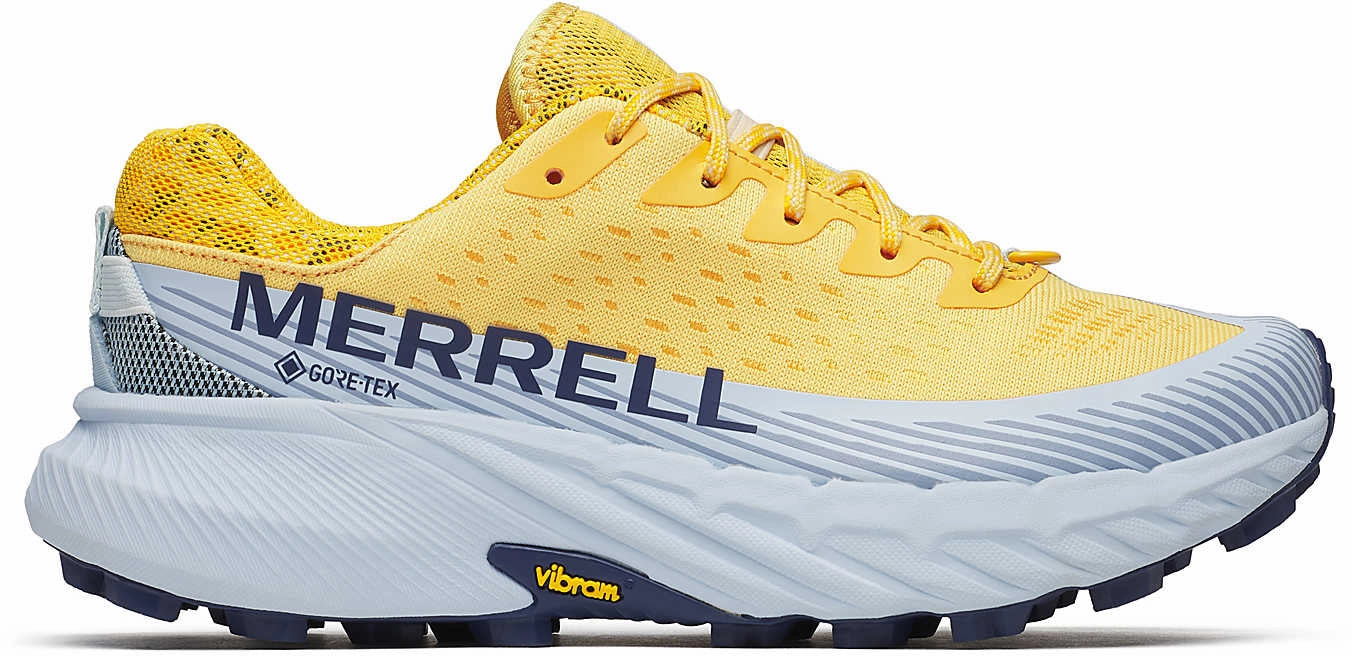 running for team goals Ultra Cushioned Collar Merrell Agility Peak 5 Gore-Tex Womens Trail Running Shoes - Yellow