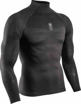 Compressport 3D Thermo Long Sleeve Mens Base Layer Top - Black Organza Meat