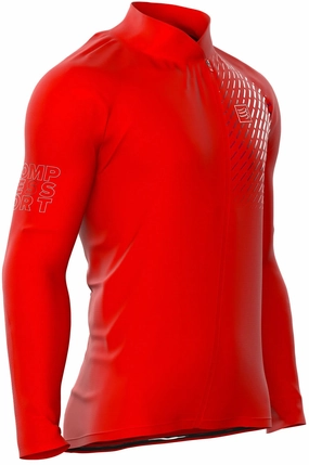 Compressport Hurricane V2 Mens Running Jacket - Red High Visibility Accents Fitted Wear