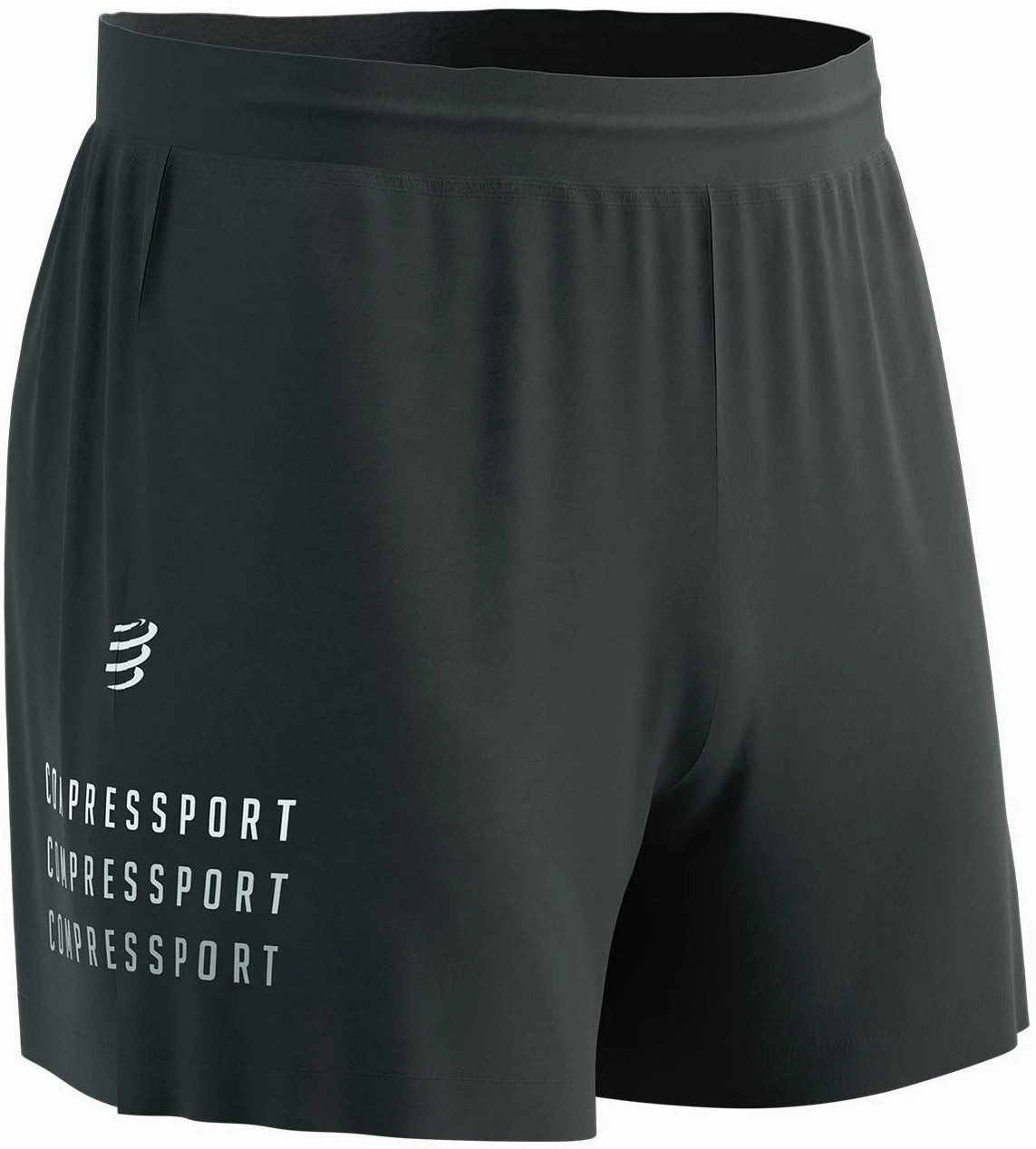 Compressport Performance Mens Running Shorts - Black Stain Release Finish Minimalist Style