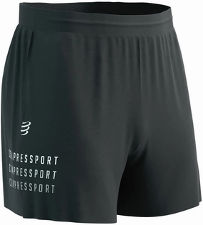 Compressport Performance Mens Running Shorts - Black Stain Release Finish Minimalist Style