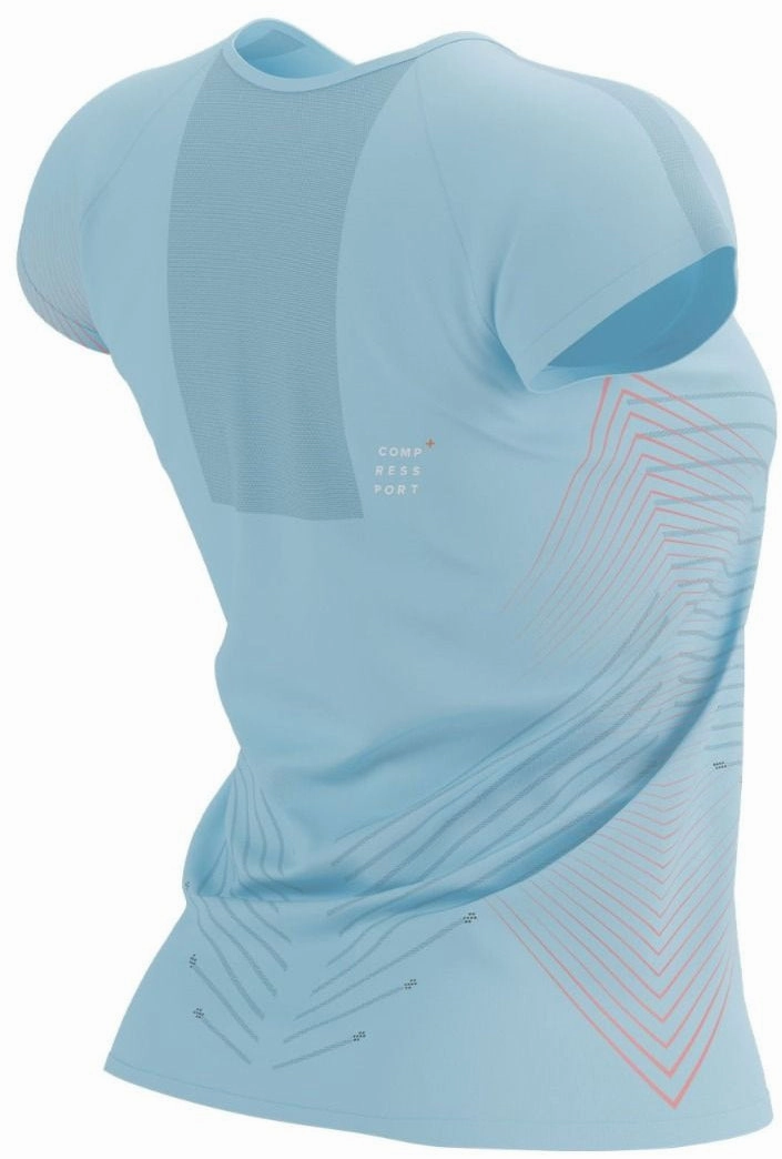 Compressport Performance Short Sleeve Womens Running Top - Blue Playful Design