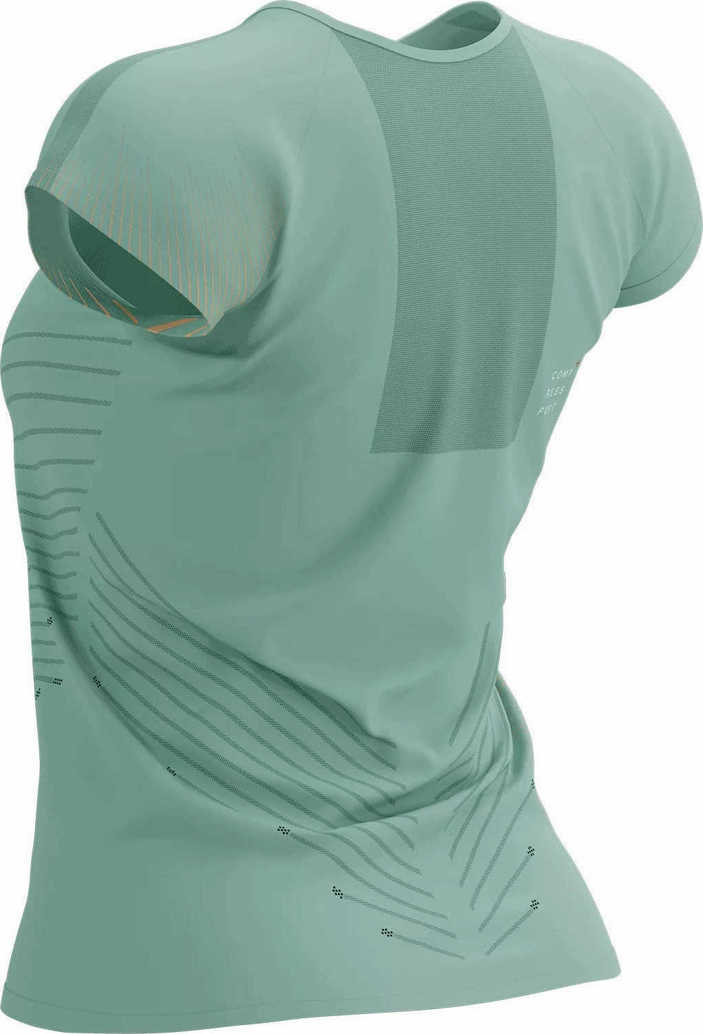 Compressport Performance Short Sleeve Womens Running Top - Green Flexible Shoulder Seams