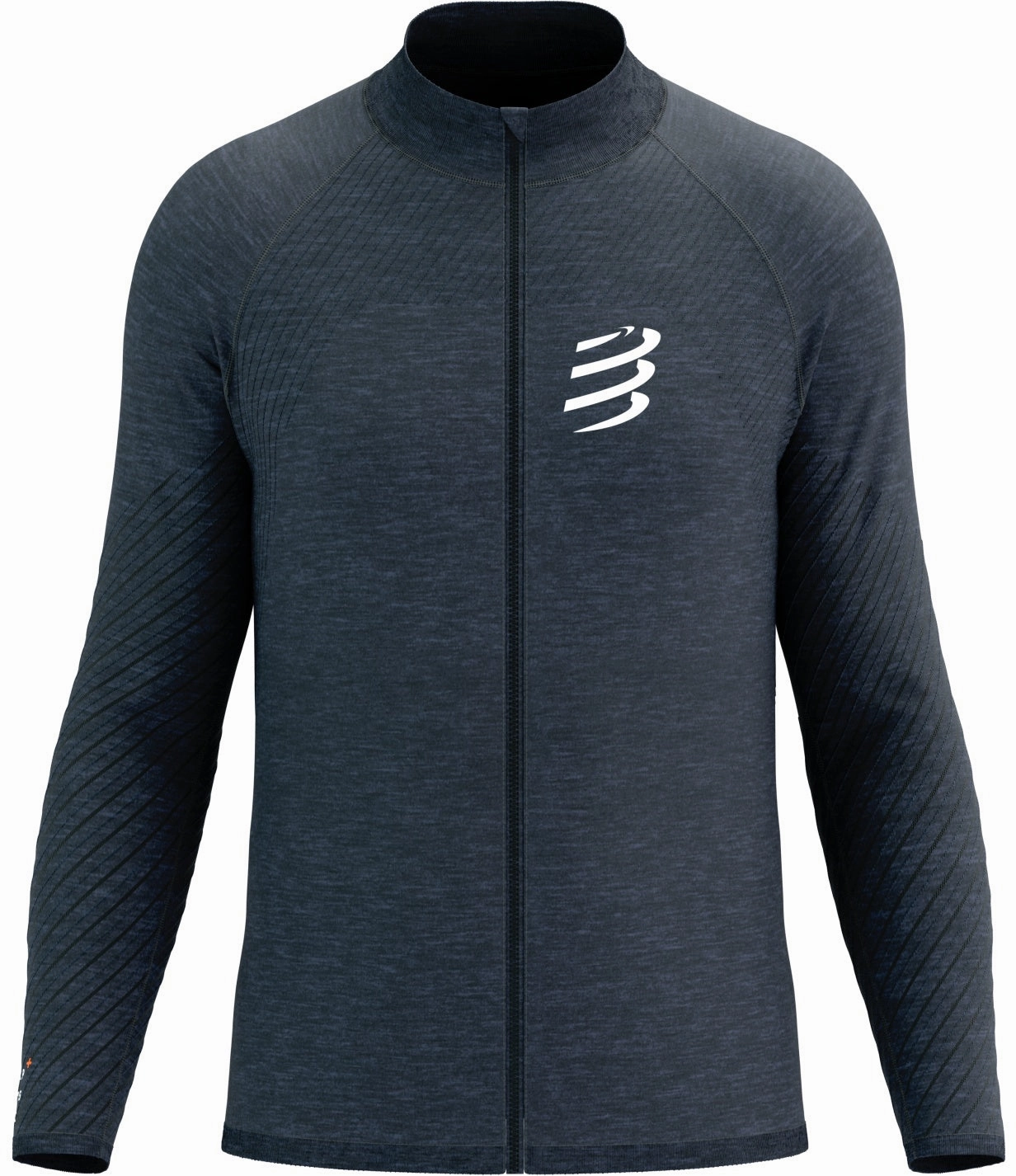 Storage Piped Compressport Seamless Full Zip Long Sleeve Mens Running Top - Blue