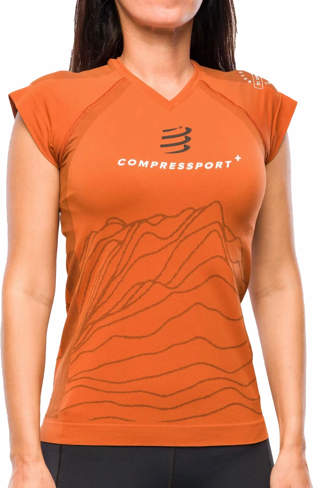Regular fit normality Compressport Trail Capsule 2023 Short Sleeve Womens Running Top - Orange