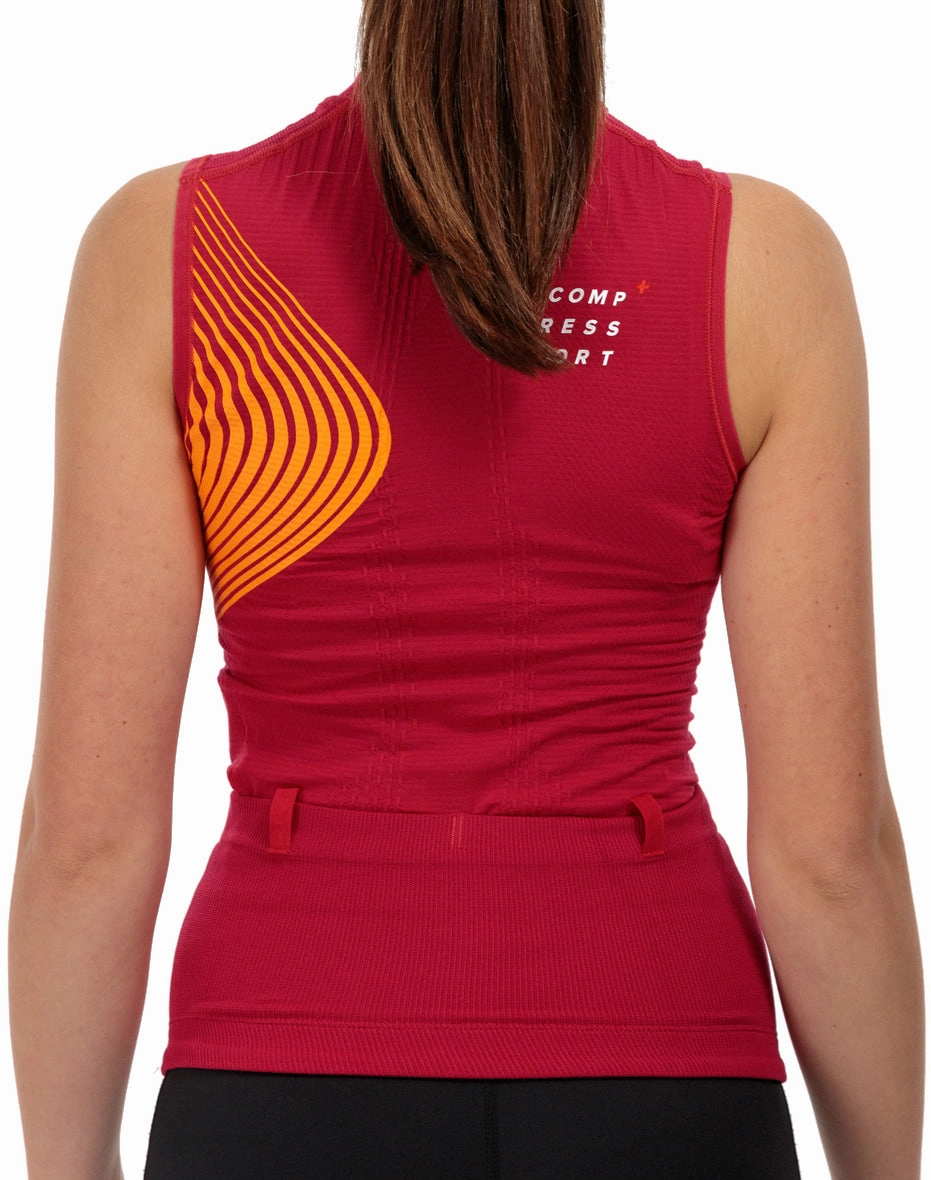 finish Compressport Trail Postural Half Zip Womens Running Vest Tank Top - Red