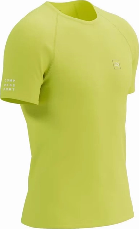 Compressport Training Short Sleeve Mens Running Top - Yellow Stretchable Weave