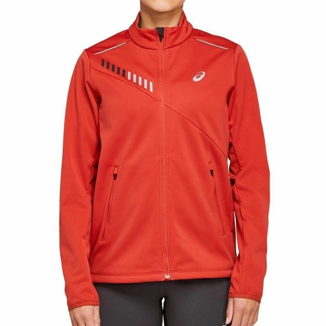 Asics Lite-Show Winter Womens Running Jacket - Orange Full Zip Closure