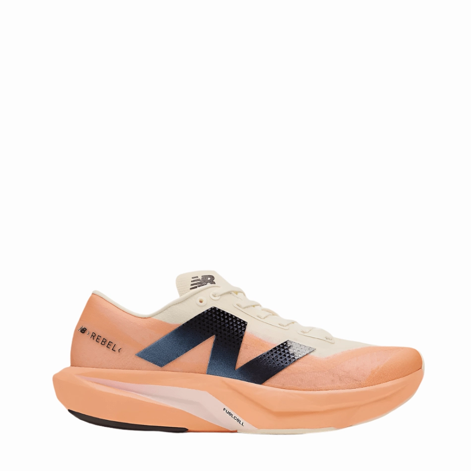 Anti - skid New Balance Men's FuelCell Rebel V4 Running Shoes in Hot Mango/Angora/Black SS25