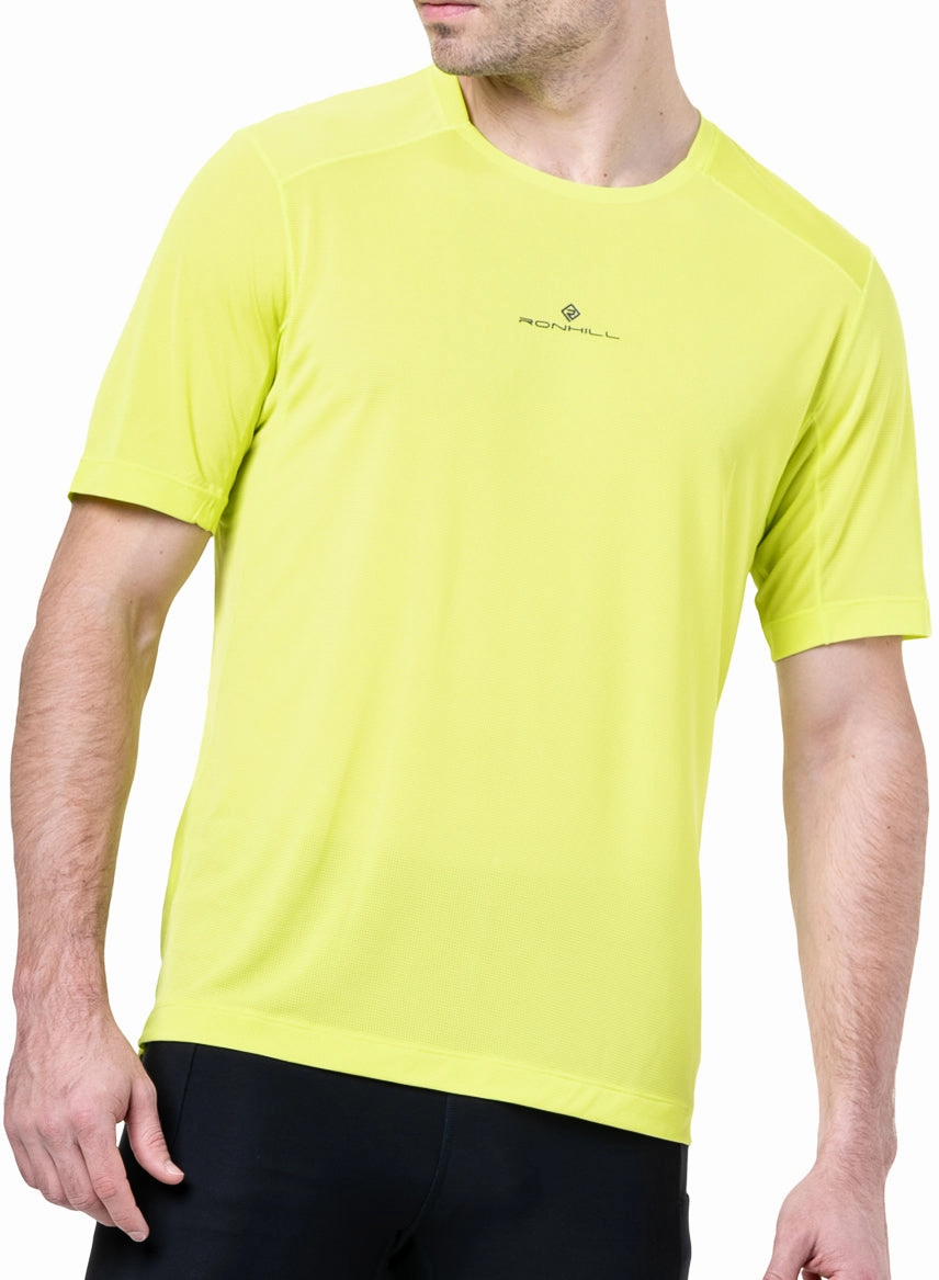Seam Free Shoulders Ronhill Tech Short Sleeve Mens Running Top - Yellow