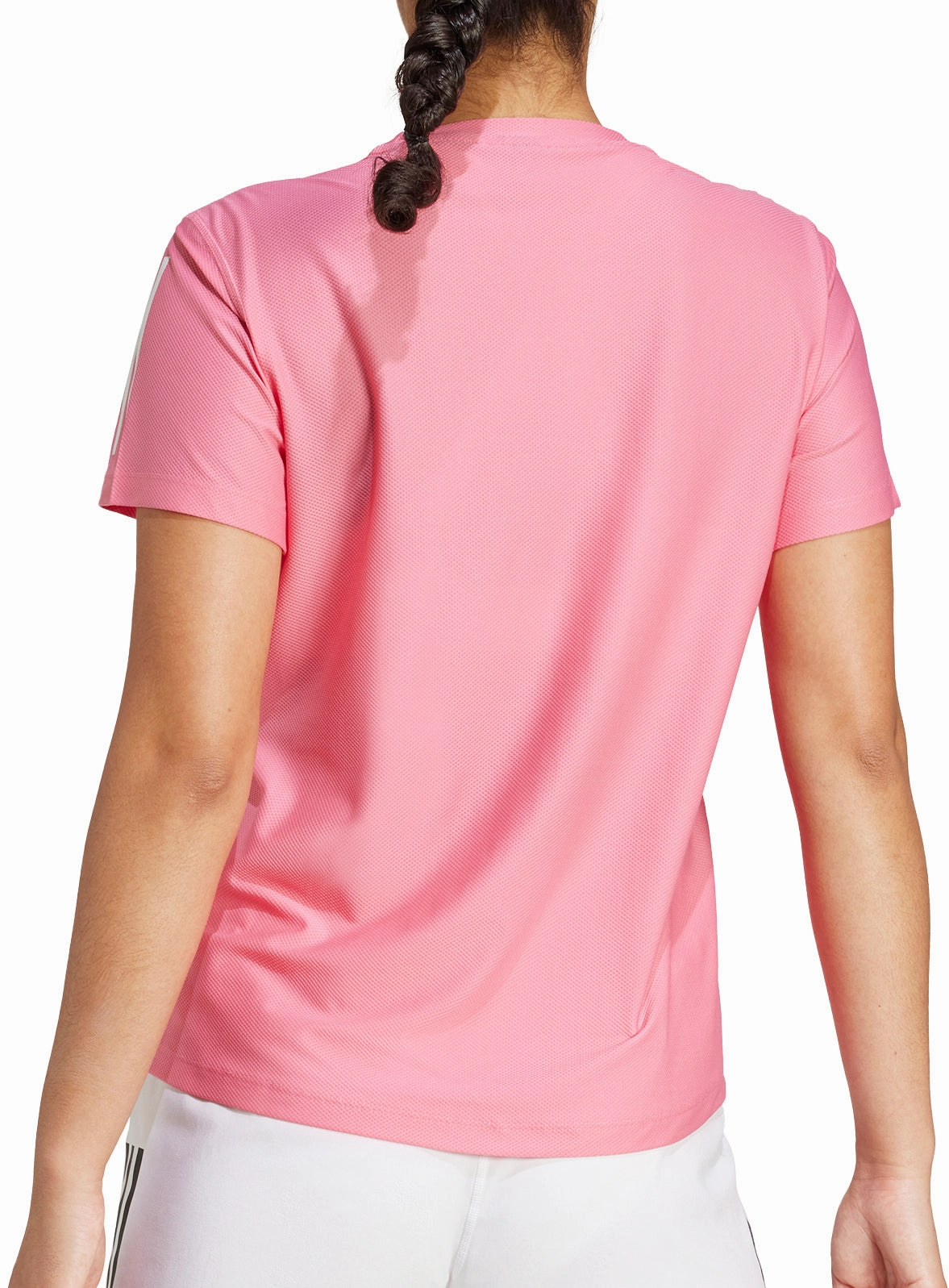 adidas Own The Run Short Sleeve Womens Running Top - Pink Water Based Ink Print Flexible Fit