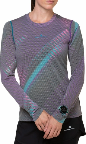 anti - static Ronhill Tech Golden Hour Long Sleeve Womens Running Top - Purple