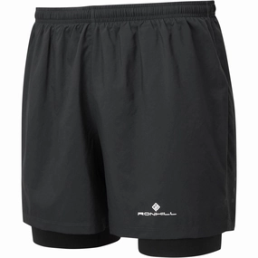 Ronhill Core Twin 2 In 1 Mens Running Shorts - Black Basic Look