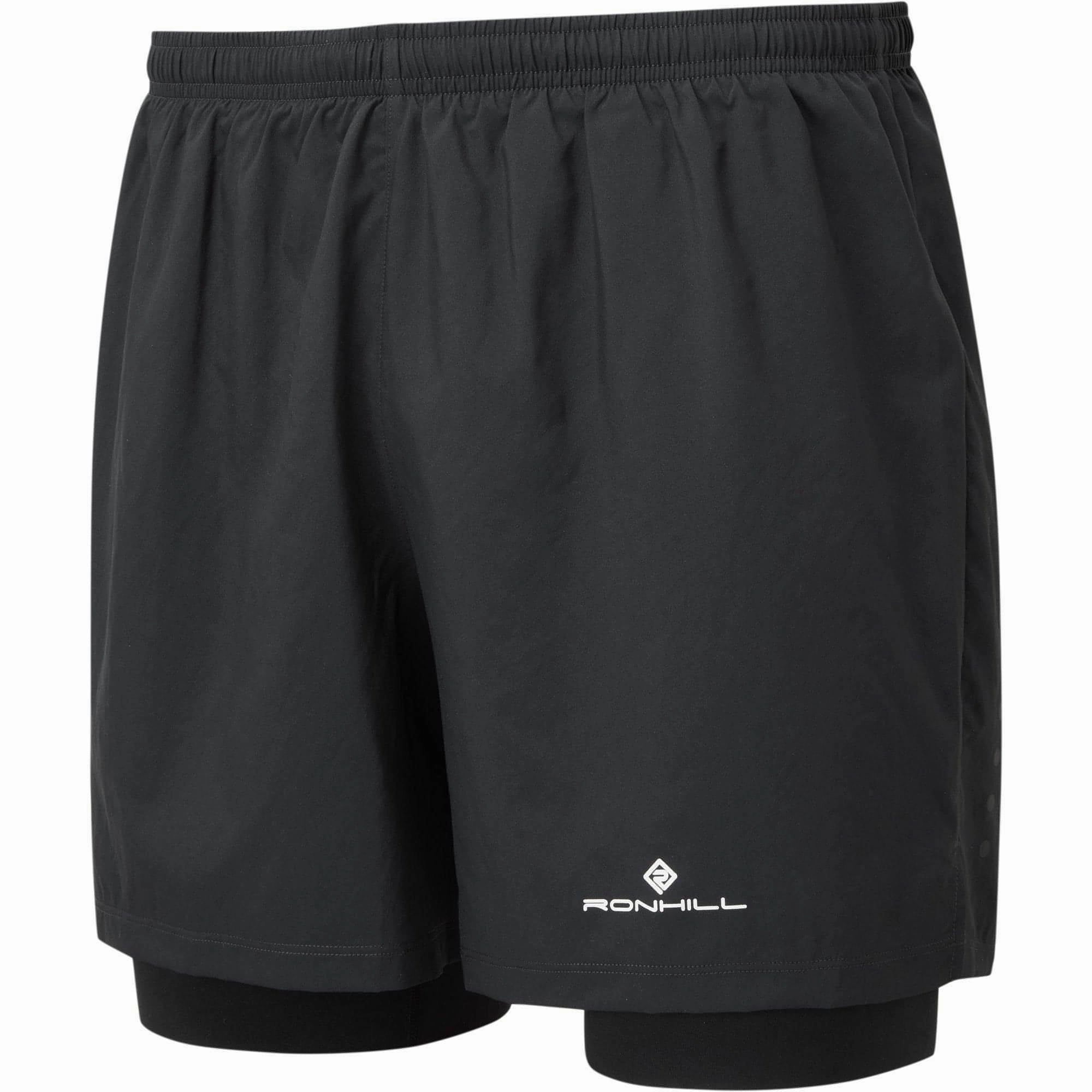 Ronhill Core Twin 2 In 1 Mens Running Shorts - Black Basic Look