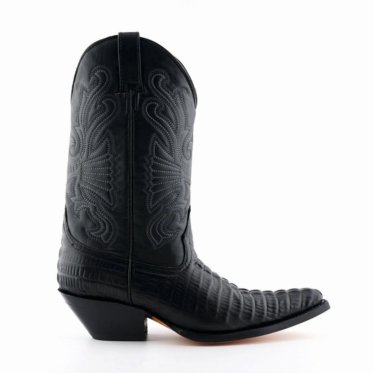 Shock Absorbing Winter Walker Grinders Black Leather Western Cowboy Boots - Carolina