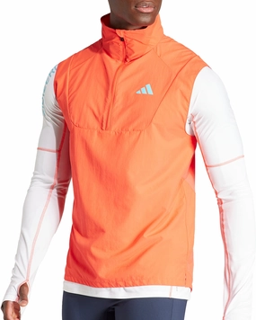 Odor Resistant Treatment adidas Adizero Half Zip Mens Running Gilet - Orange