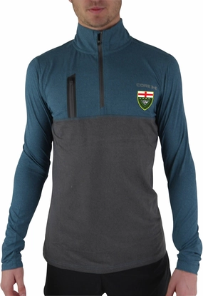 CoreX Fitness ESAA Half Zip Long Sleeve Mens Running Top - Blue Polka - dotted Social media