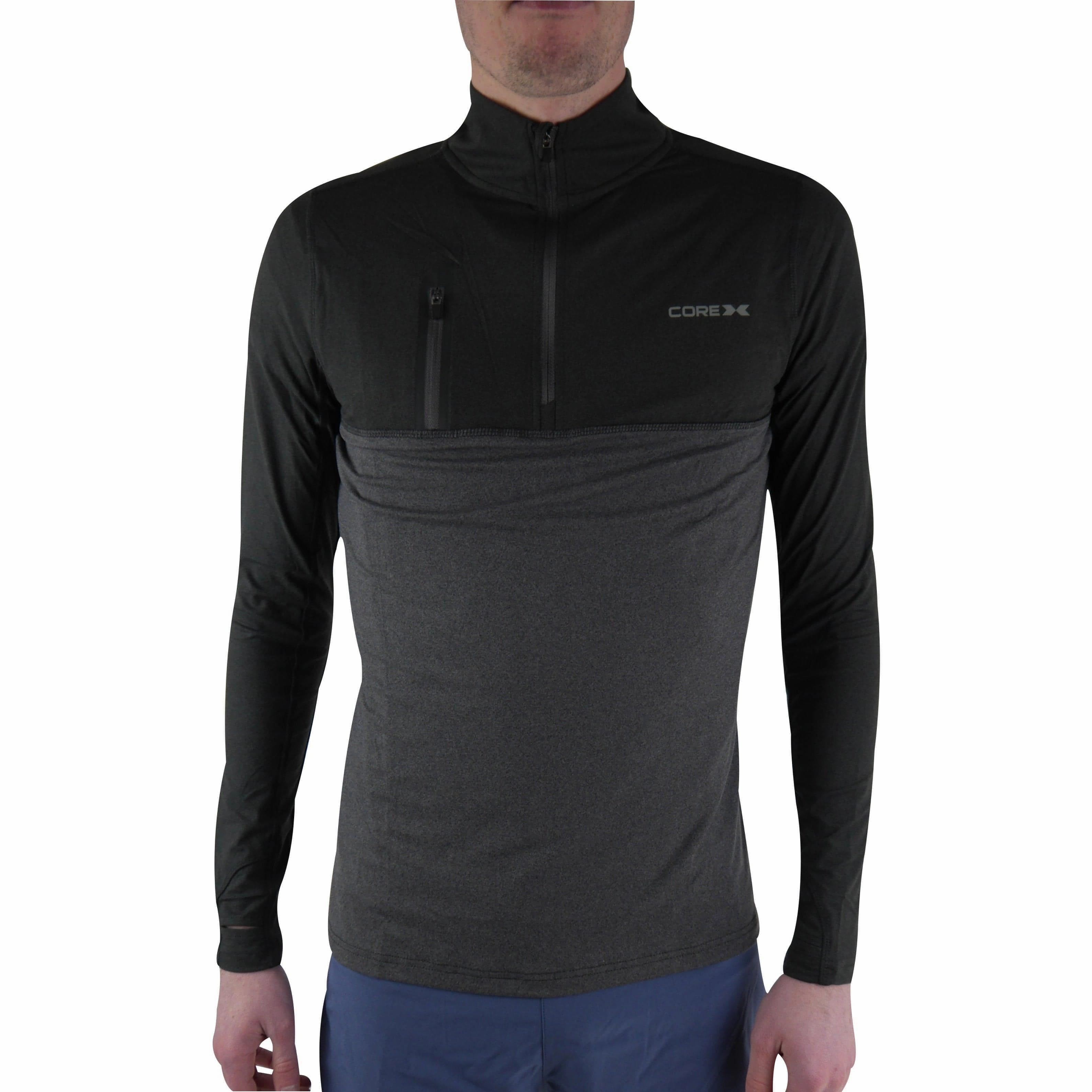 Loose - fitting Rare Find CoreX Fitness Half Zip Long Sleeve Mens Running Top - Black
