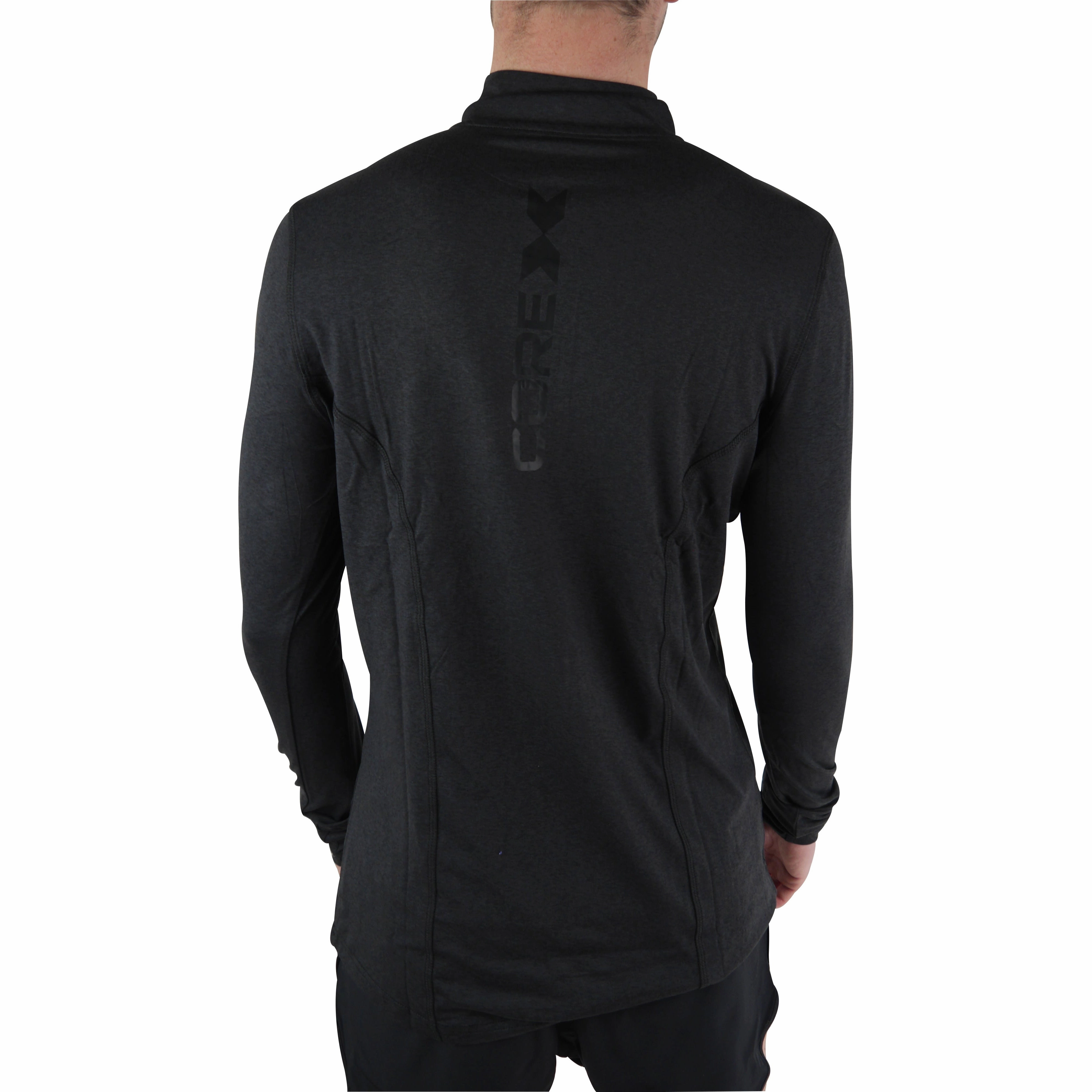 runner CoreX Fitness Half Zip Long Sleeve Mens Running top - Black
